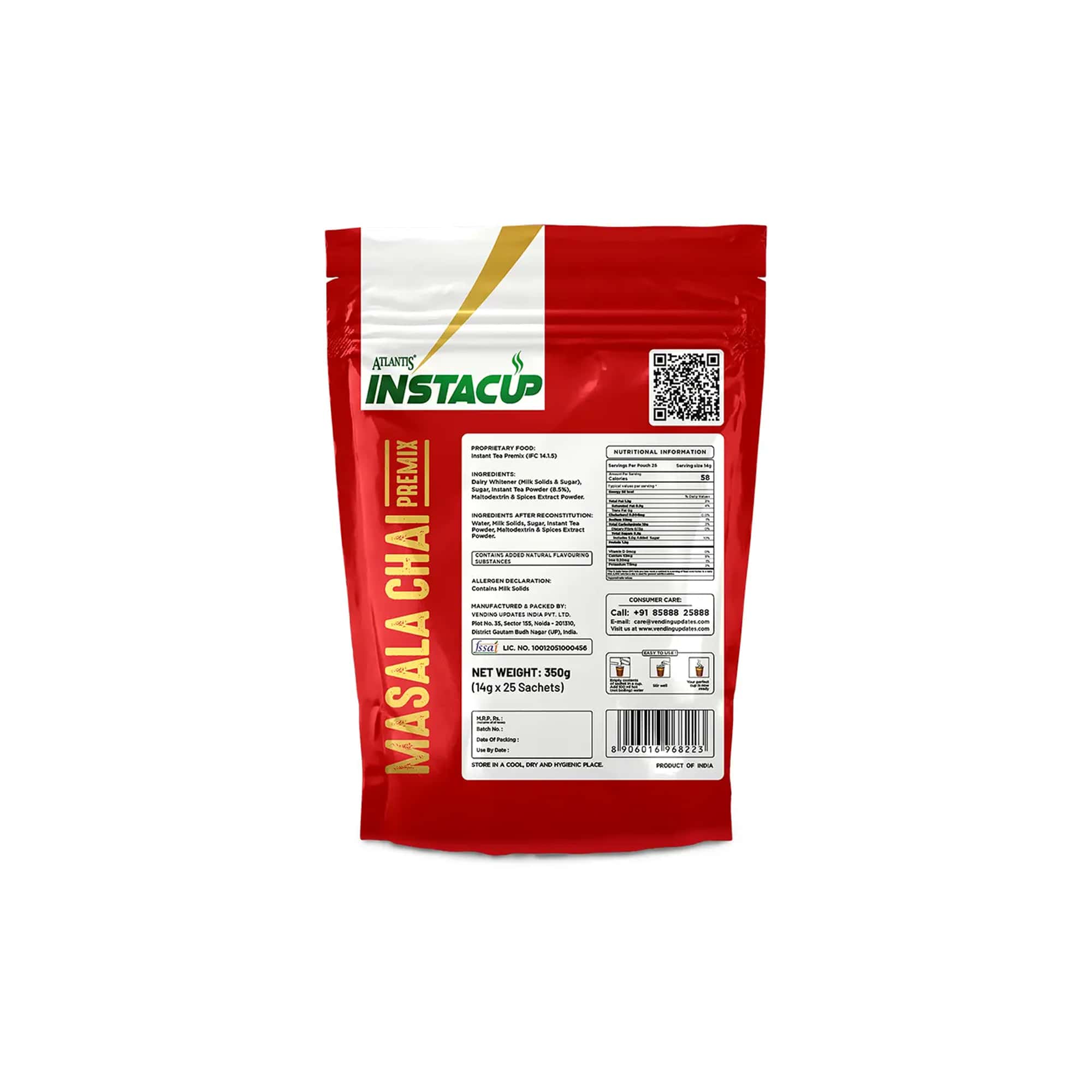 Atlantis InstaCup 3-IN-1 MASALA Chai Premix Single Serve Sachets Pack view 4