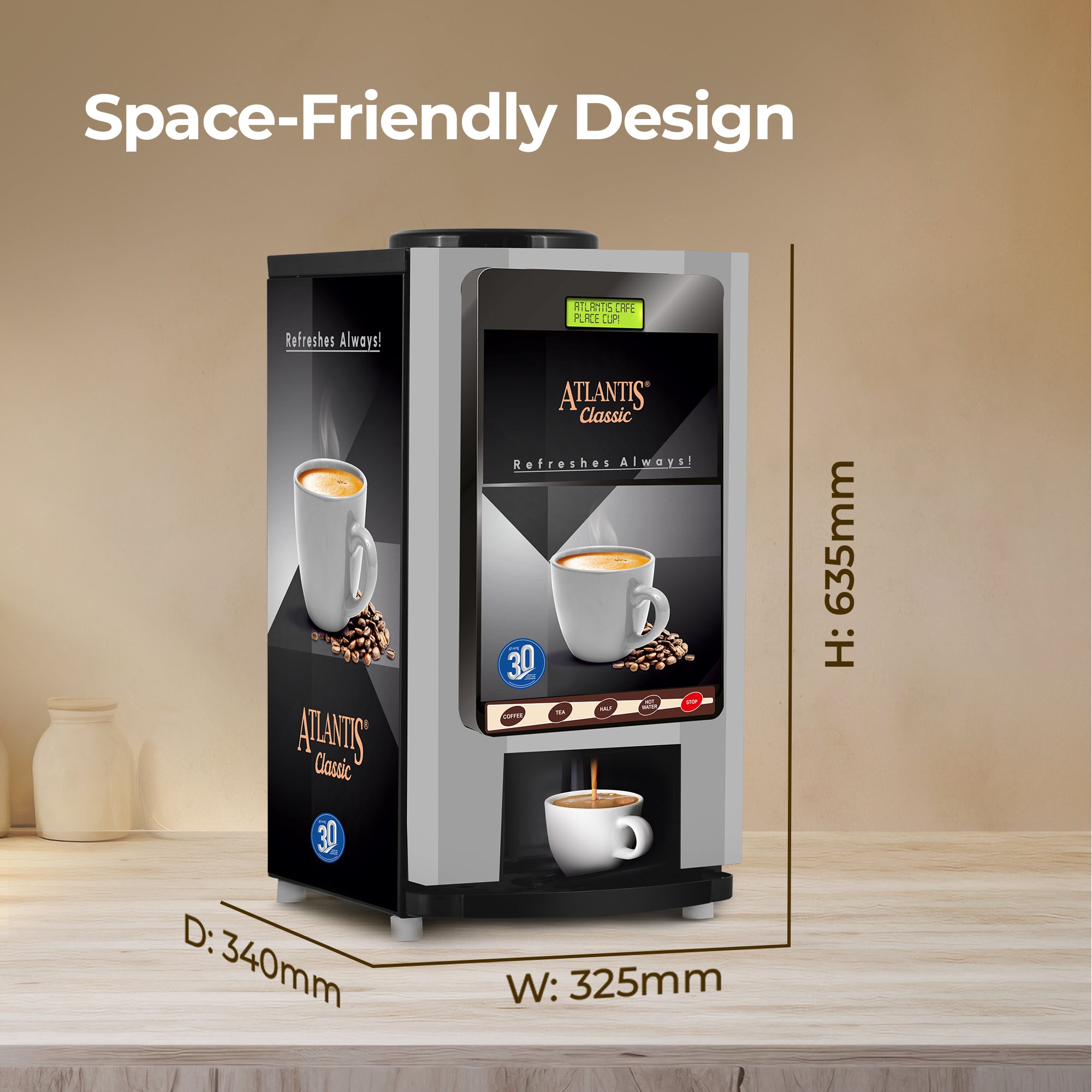ATLANTIS CLASSIC 2-Lane Tea and Coffee Vending Machine 2 Ltrs hot Tank view 6