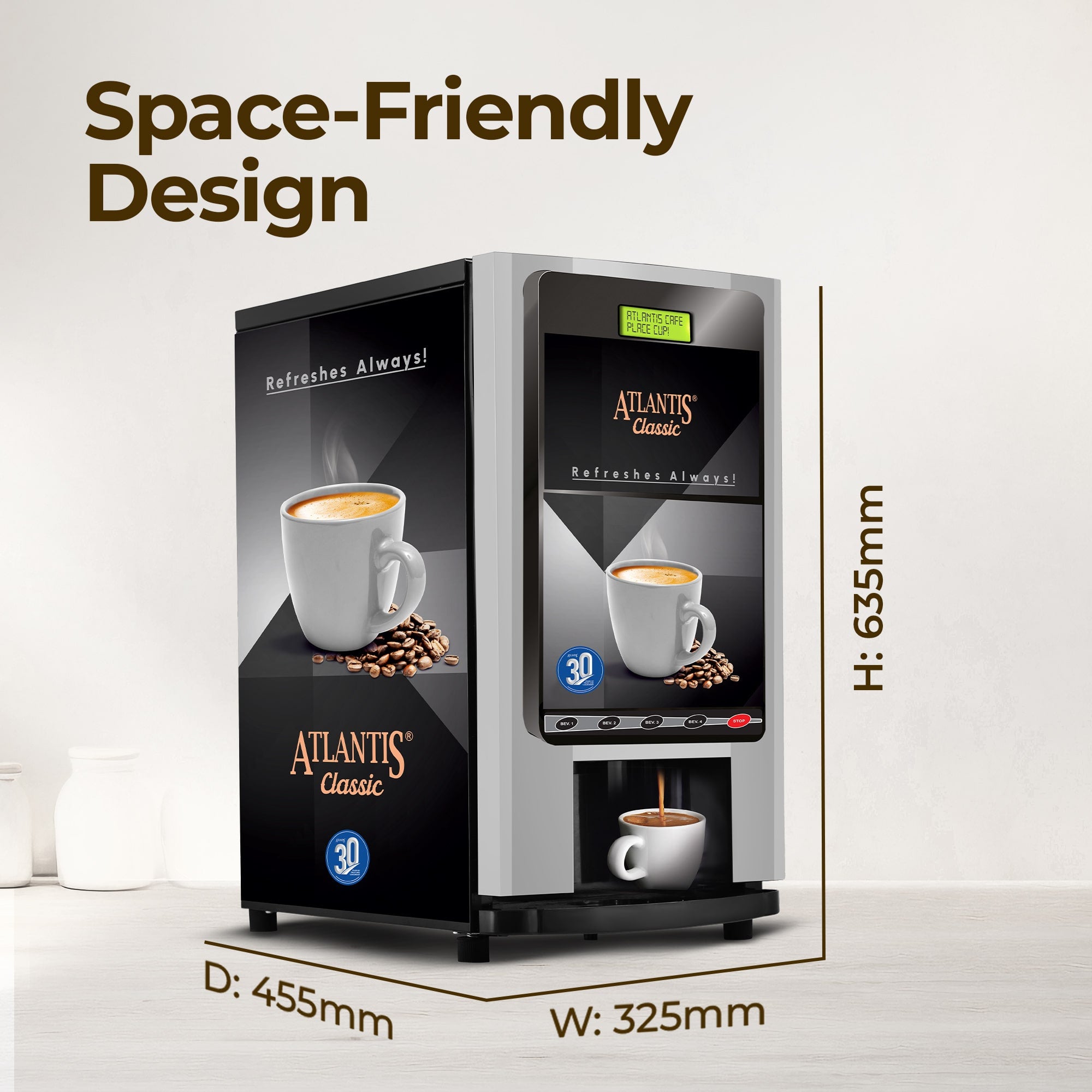 ATLANTIS CLASSIC 4 Lane Tea & Coffee Vending Machine  3 Ltrs hot Tank view 6