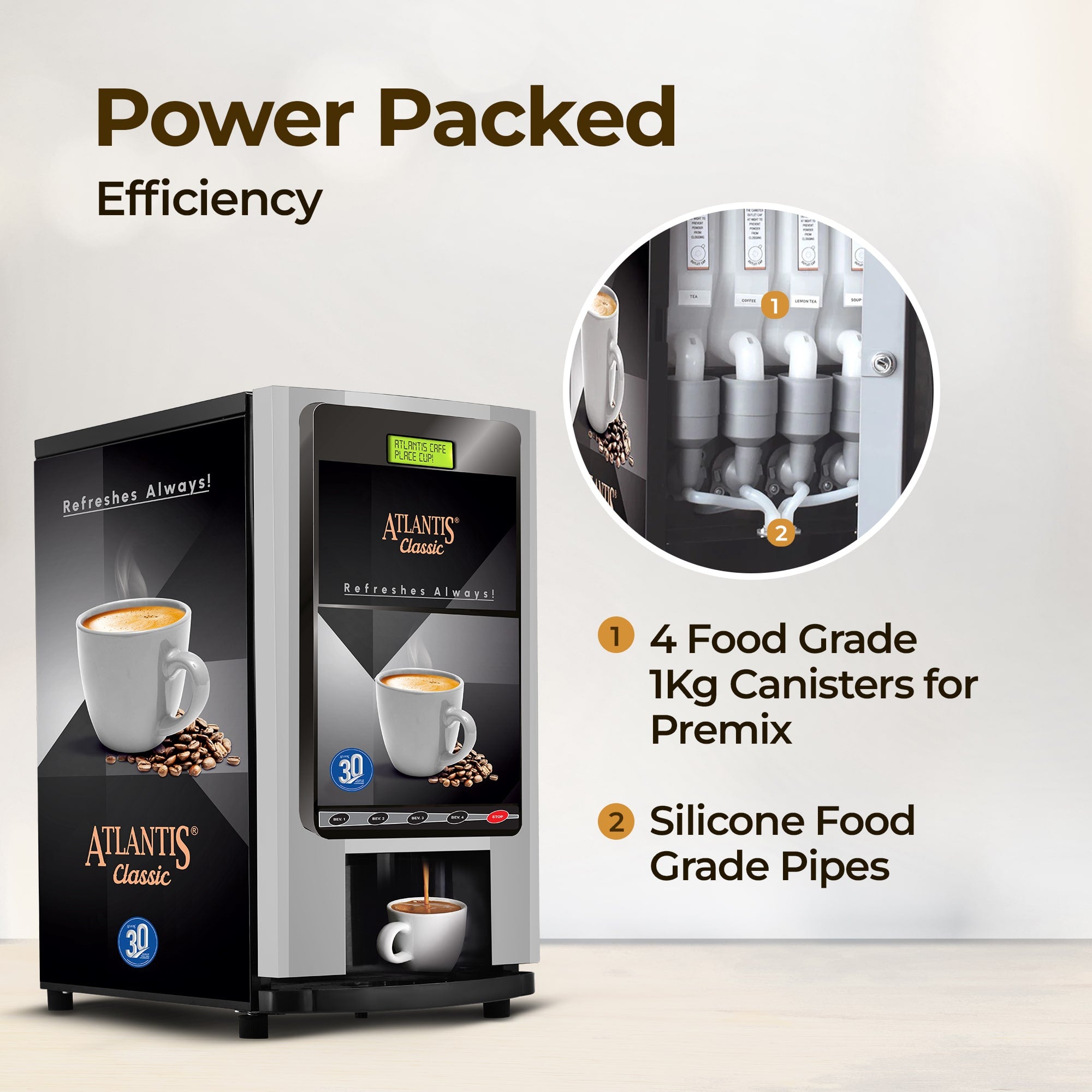 ATLANTIS CLASSIC 4 Lane Tea & Coffee Vending Machine  3 Ltrs hot Tank view 7