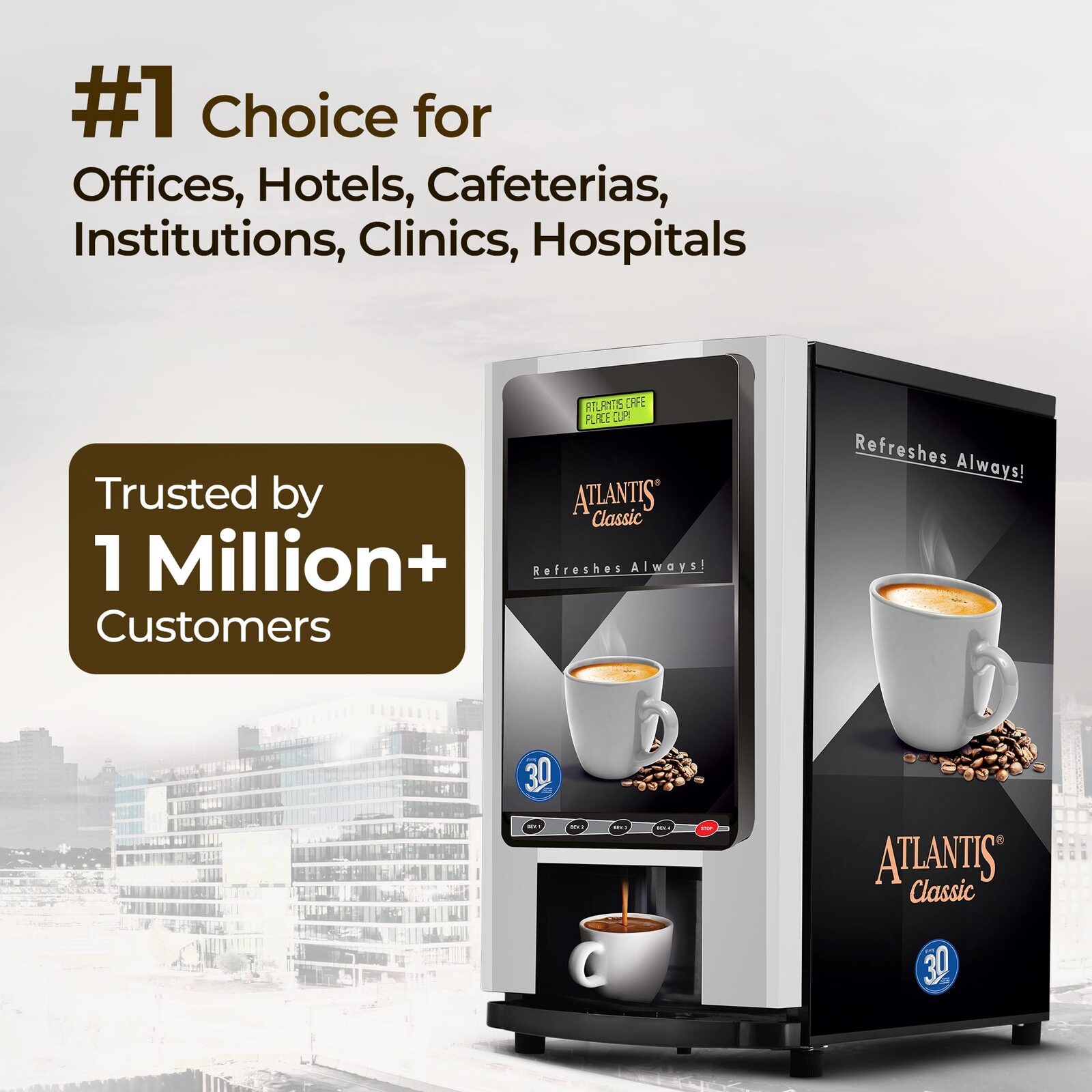 ATLANTIS CLASSIC 4 Lane Tea & Coffee Vending Machine  3 Ltrs hot Tank view 8