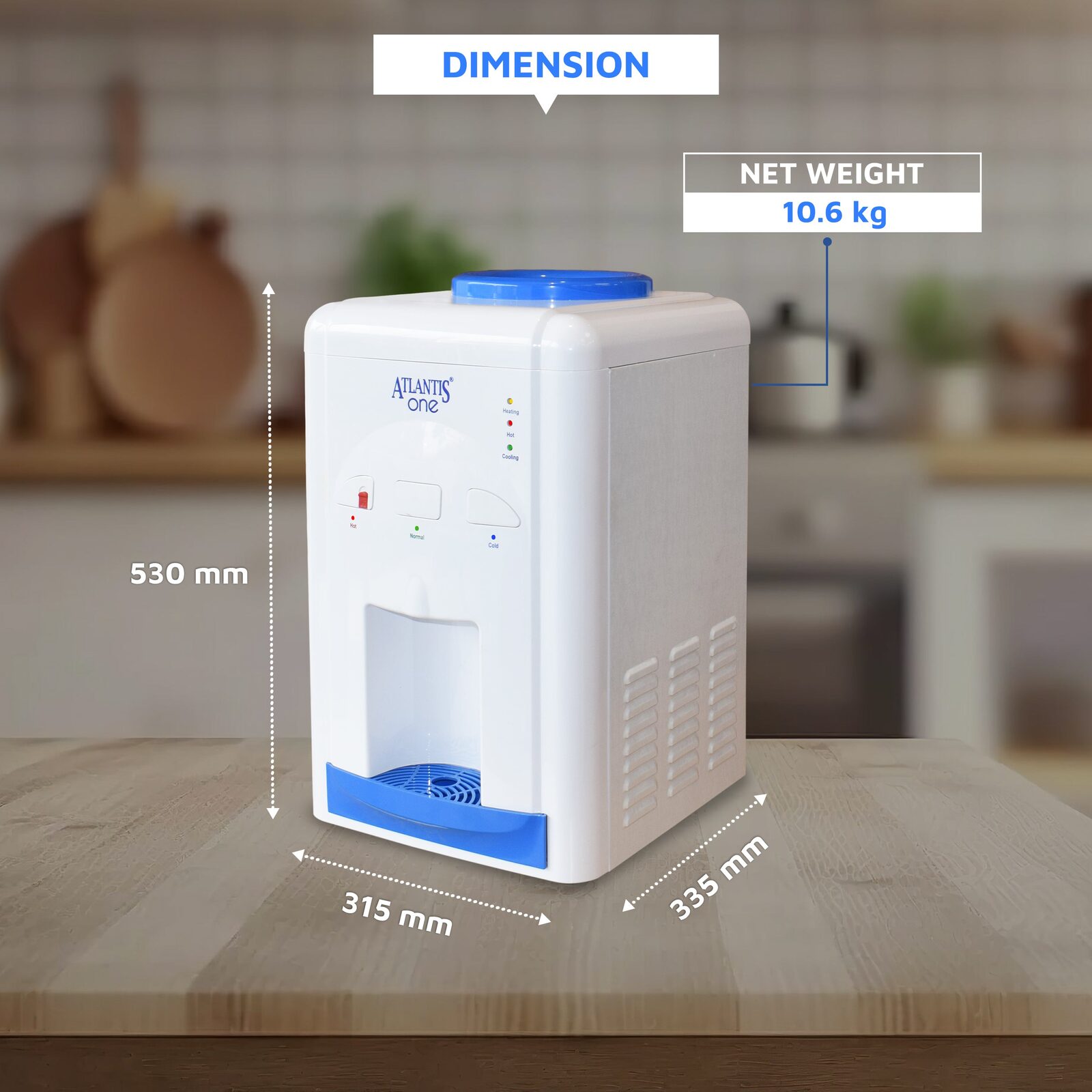 ATLANTIS ONE (Hot, Normal & Cold) Table Top Water Dispenser view 2